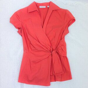 Women's New York & Co Salmon Twist Shirt Summer Business Casual Blouse